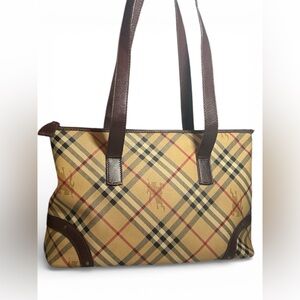 Burberry Haymarket Check Shoulder Tote Bag EUC